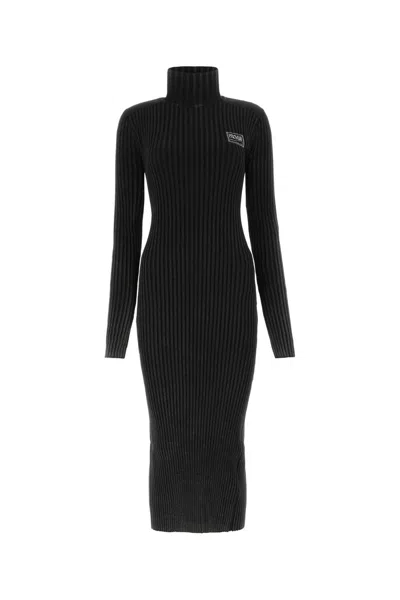 Versace Jeans Couture Black Cotton Blend Dress In 899
