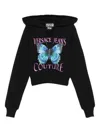 Versace Jeans Couture Black Long Sleeves Printed Hoodie In Black