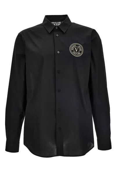 Versace Jeans Couture Black Cotton Shirt With Logo