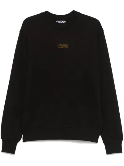 VERSACE JEANS COUTURE VERSACE JEANS COUTURE BLACK COTTON SWEATSHIRT WITH GOLD TAG