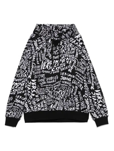 VERSACE JEANS COUTURE BLACK COTTON SWEATSHIRT WITH PRINT
