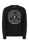 Versace Jeans Couture Logo-print Crew-neck Sweatshirt In Black