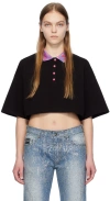 VERSACE JEANS COUTURE BLACK CROPPED POLO