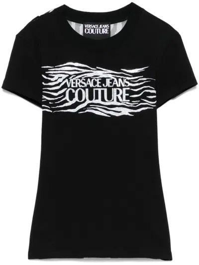 VERSACE JEANS COUTURE BLACK CRYSTAL ZEBRA T-SHIRT