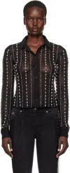 Versace Jeans Couture Black Embellished Shirt In E899 Black