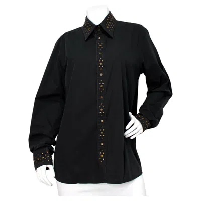 Pre-owned Versace Jeans Couture Black Embellished Vintage Long-sleeve Button-up Shirt