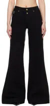 Versace Jeans Couture Wide-leg Denim Trousers Featuring Pockets In Black