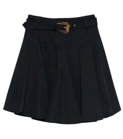Versace Jeans Couture Belted Pleated Skirt In Black