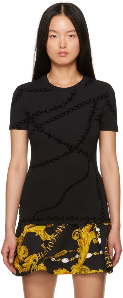 Versace Jeans Couture Crewneck Chain-print T-shirt In E899 Black
