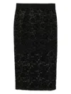 Versace Jeans Couture Textured Black Midi Skirt With Embossed Waistband In Animal Print