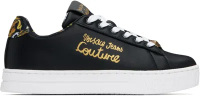 VERSACE JEANS COUTURE BLACK FONDO COURT 88 SNEAKERS