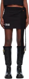 Versace Jeans Couture Black Gothic Logo Miniskirt In E899 Black