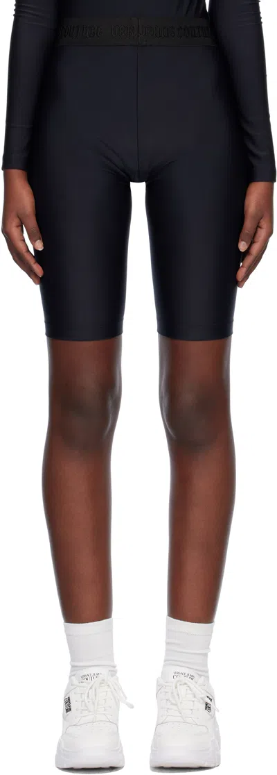 Versace Jeans Couture Black Gothic Logo Shorts In E899 Black
