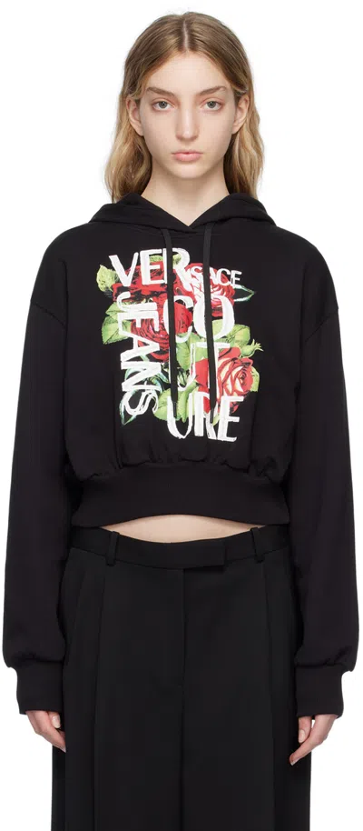 Versace Jeans Couture Black Graphic Hoodie In E899 Black