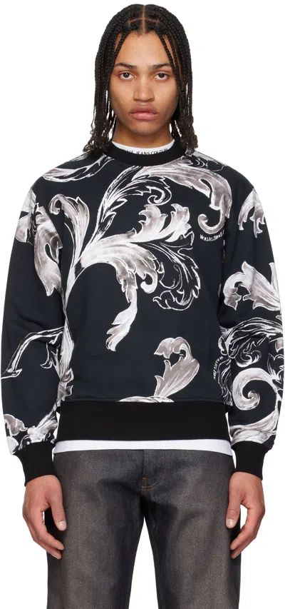 Versace Jeans Couture Black Graphic Sweatshirt In E899-black