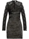 Versace Jeans Couture Long-sleeve Lace-panel Dress In Black