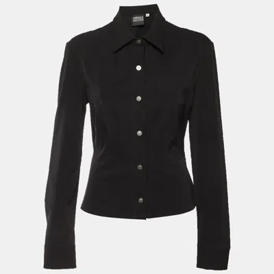 Pre-owned Versace Jeans Couture Black Jersey Button Front Shirt M
