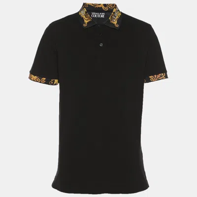 Pre-owned Versace Jeans Couture Black Jersey Polo T-shirt L