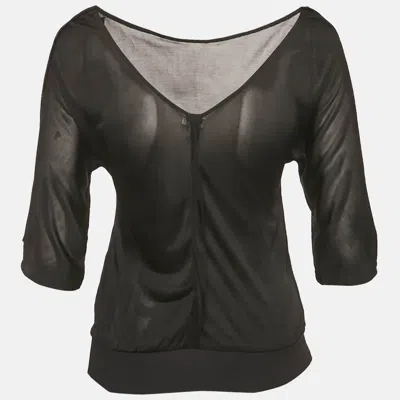 Versace Jeans Couture Black Jersey V-neck Top