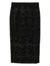 Versace Jeans Couture Textured Black Midi Skirt With Embossed Waistband In Black
