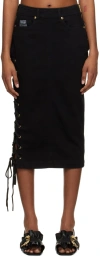 Versace Jeans Couture Logo-patch Pencil Skirt In E909 Black Black