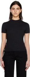 Versace Jeans Couture Black Lace-up T-shirt In E899 Black