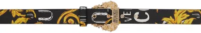 Versace Jeans Couture Black Logo Couture Belt In Black - Gold
