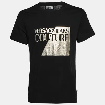 Pre-owned Versace Jeans Couture Black Logo Graphic Jersey Knit T-shirt L