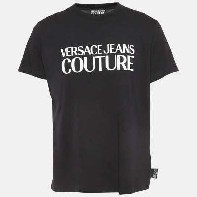 Pre-owned Versace Jeans Couture Black Logo Print Cotton Crew Neck T-shirt Xl