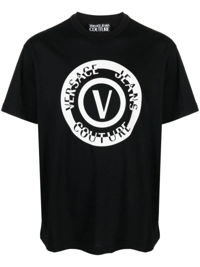 Versace Jeans Couture Black Logo-print Cotton Shirt