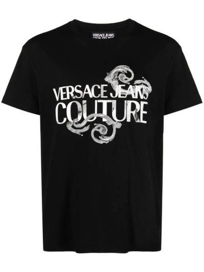Versace Jeans Couture Black Logo-print Cotton T-shirt