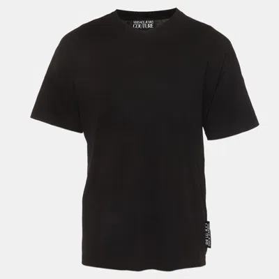 Pre-owned Versace Jeans Couture Black Logo Print Crewneck T-shirt Xs