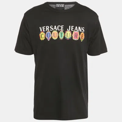 Pre-owned Versace Jeans Couture Black Logo Print Jersey T-shirt Xl