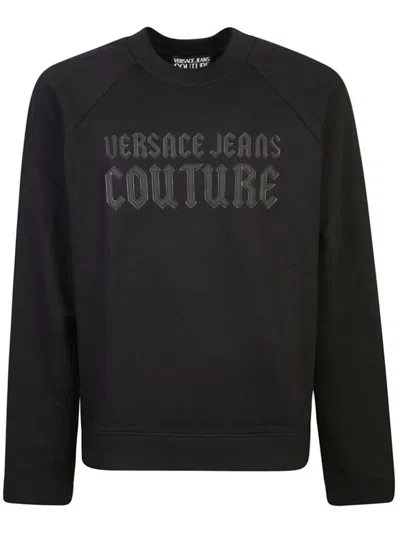 VERSACE JEANS COUTURE VERSACE JEANS COUTURE BLACK LOGO PRINT SWEATSHIRT