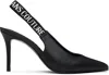 Versace Jeans Couture Black Logo Scarlett Slingback Heels In E899 Black