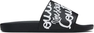 Versace Jeans Couture Printed Slides In Black