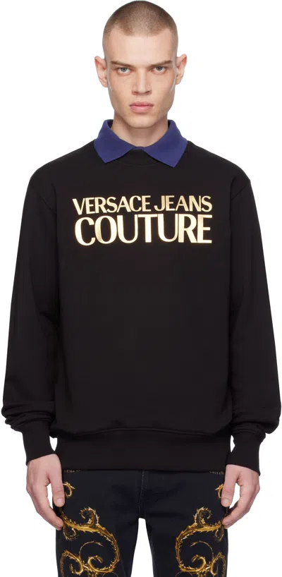 Versace Jeans Couture Black Logo Sweatshirt In Eg89-black/gold