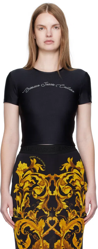 Versace Jeans Couture Rhinestone-embellished T-shirt In Black