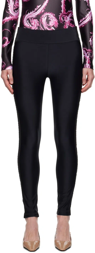 Versace Jeans Couture High-performance Leggings With Stretch Fabric And Detailing In Black