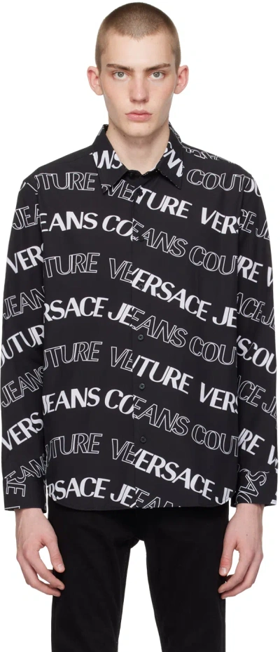 Versace Jeans Couture Black Logowave Shirt In E899 Black