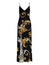 Versace Jeans Couture Maxi Dress With Signature Barocco Print In Black