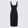 Versace Jeans Couture Square-neck Cady Midi Dress In Black