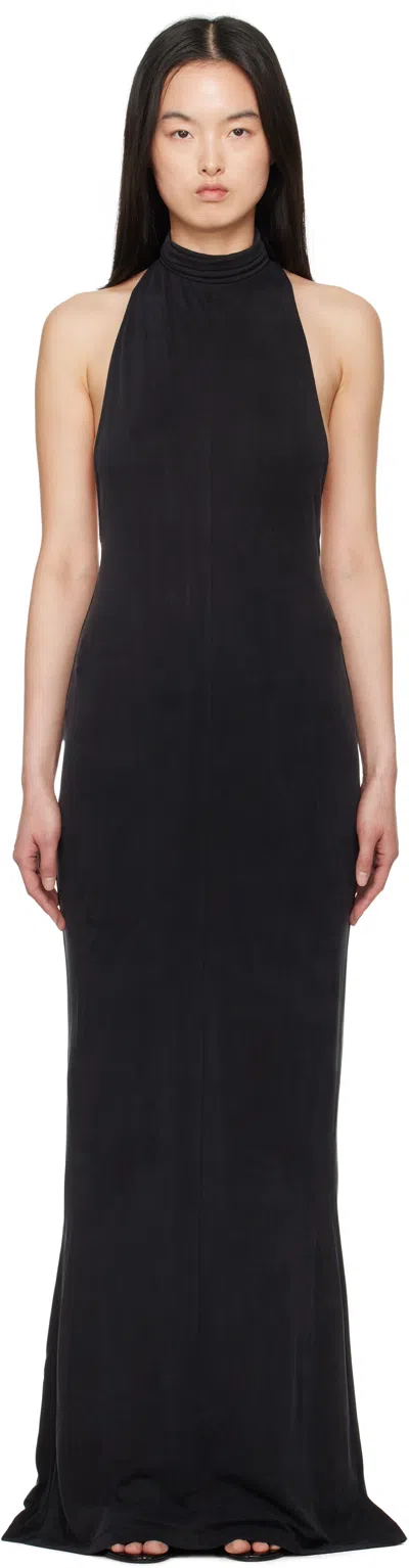 Versace Jeans Couture Black Mock Neck Maxi Dress In E899 Black