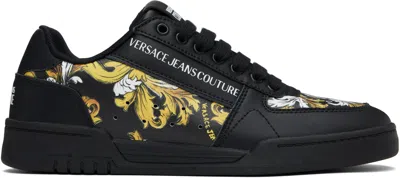 VERSACE JEANS COUTURE BLACK OUTLINE BAROCCO BROOKLYN SNEAKERS