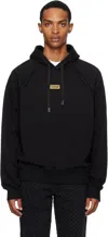 Versace Jeans Couture Cotton Hooded Sweatshirt With Logo Plaque In Black