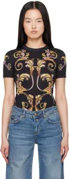 Versace Jeans Couture Graphic Print Crew-neck Cotton T-shirt In Black