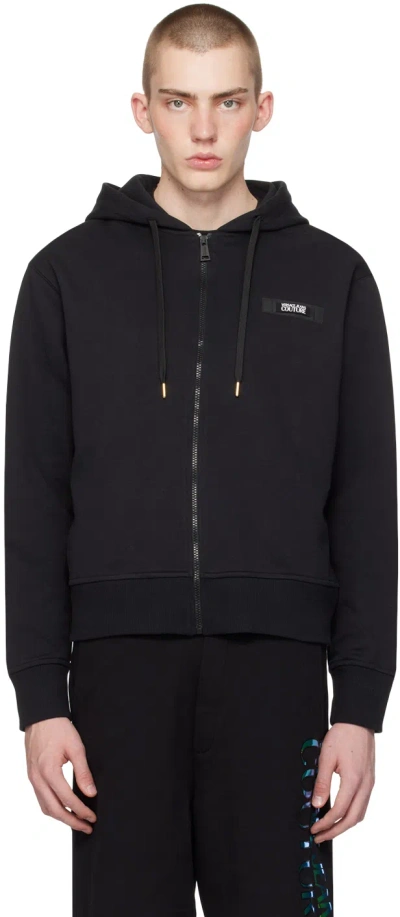Versace Jeans Couture Black Patch Hoodie In E899 Black