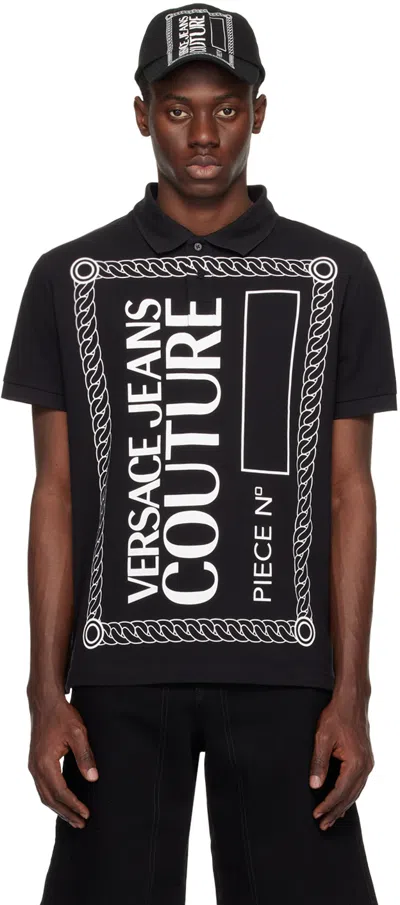 Versace Jeans Couture Black Piece Number Polo In E899 Black