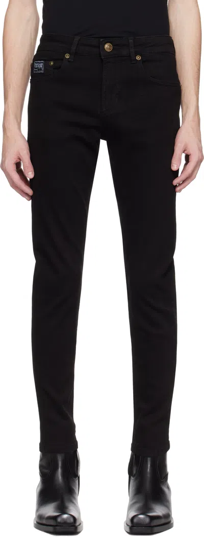 Versace Jeans Couture Black Piece Number Slim Jeans In Black Black