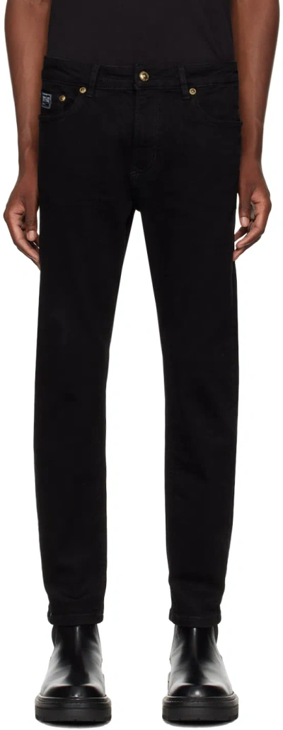 Versace Jeans Couture Black Piece Number Slim Jeans In E909-black Black